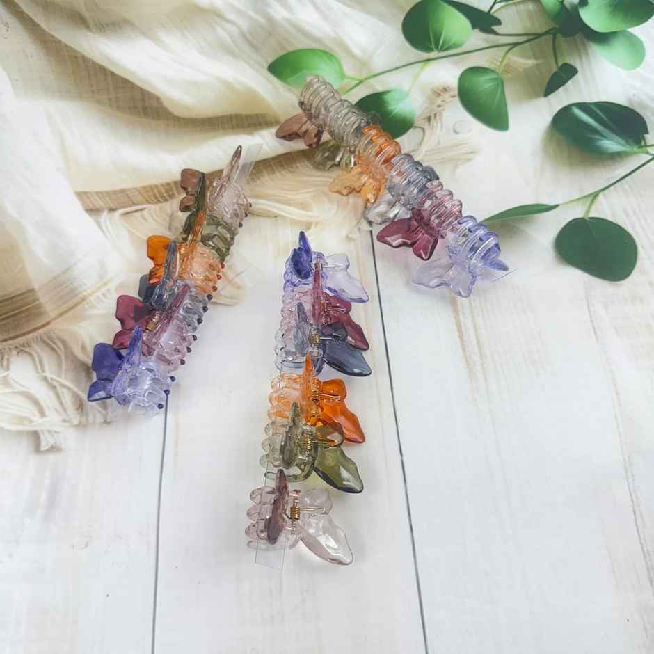 The Opal Factory Hair Accessories | Small Butterfly Claw Clips for Girls | Set of 6 | Small