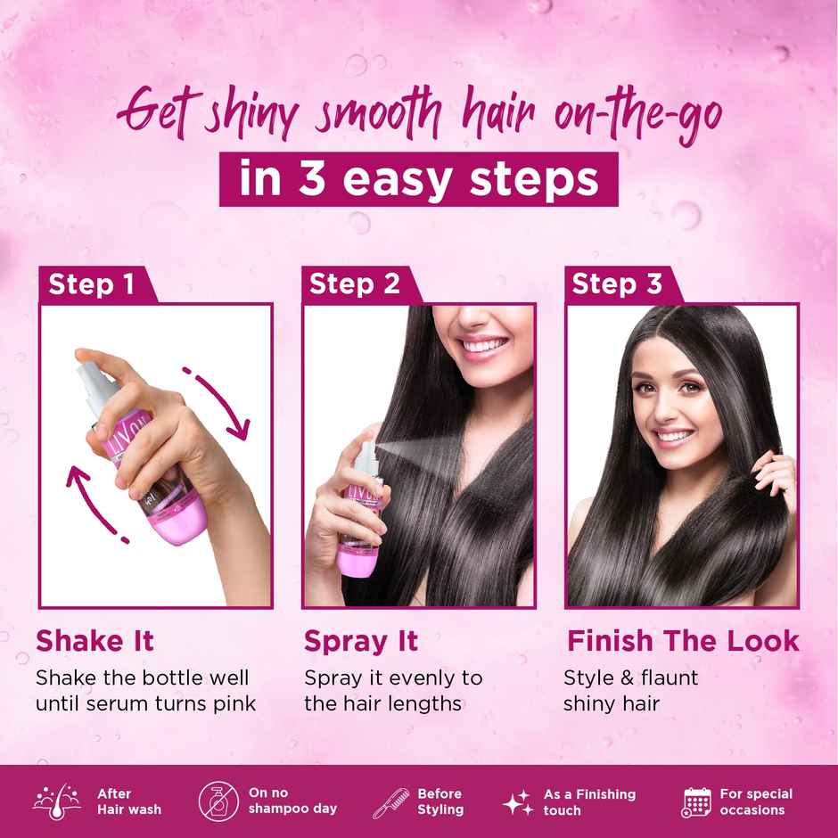 Livon Shake & Spray Serum for on-the-go hair | Provides instant shine & frizz control