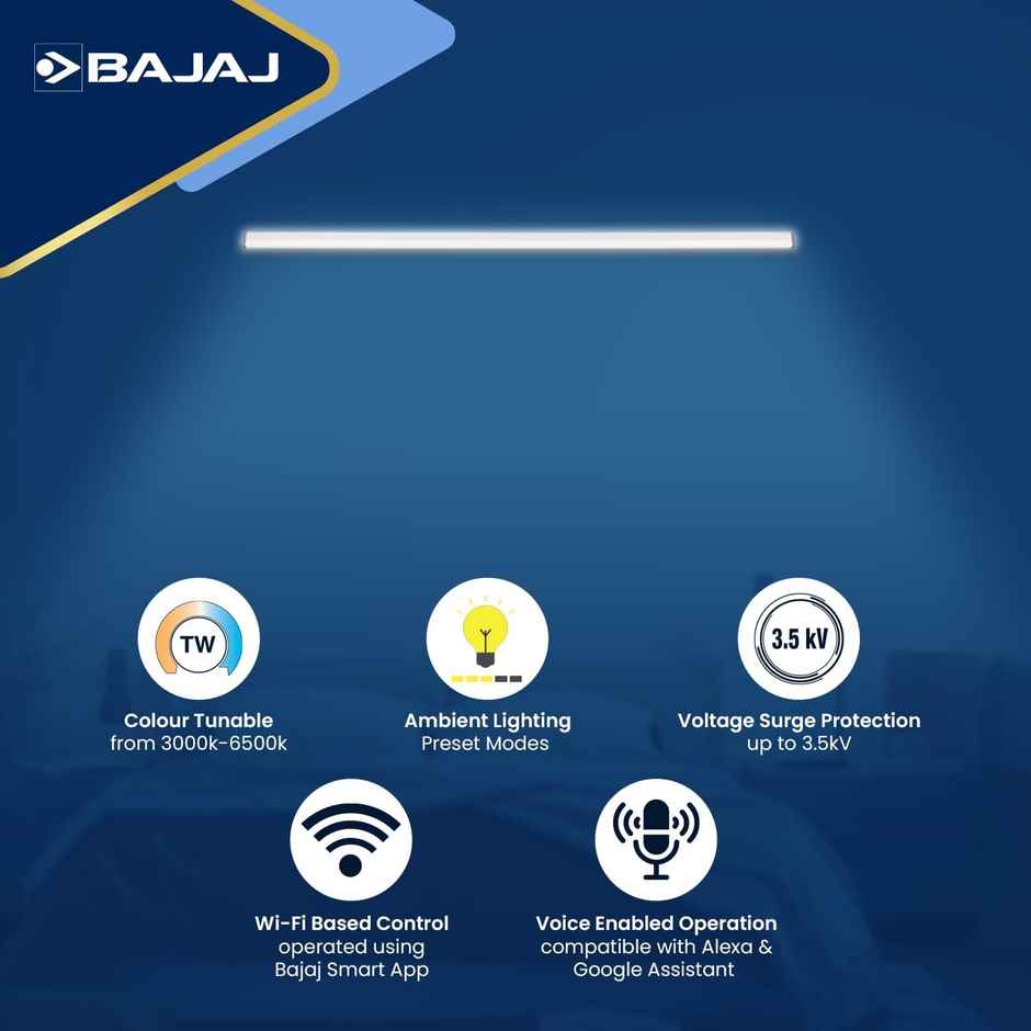 Bajaj AWE Smart Tw & Dimmable LED Batten 20W Voice Control
