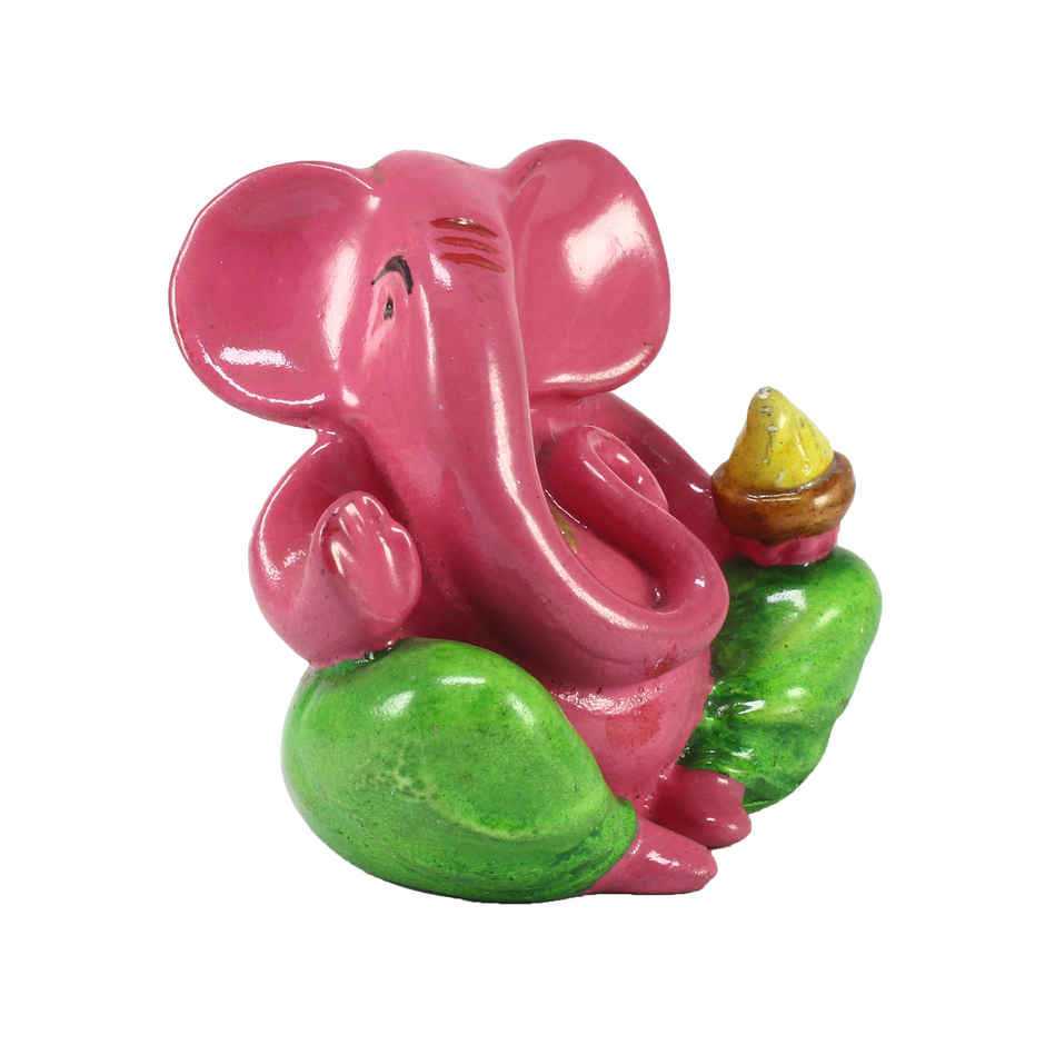 Pink Green Resin Lord Ganesha Idol | eCraftIndia