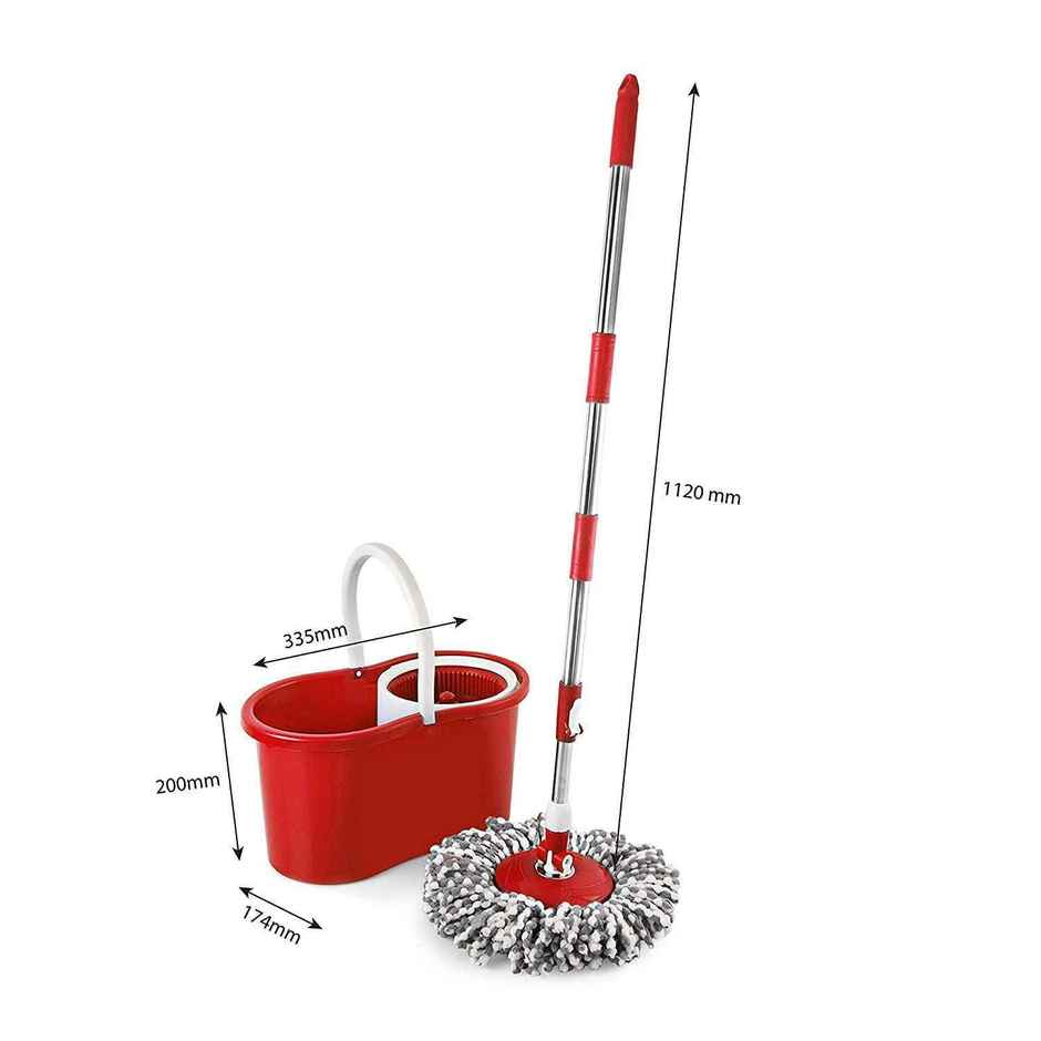 Cello Kleeno Compacto Spin Mop with 2 Refill, Red
