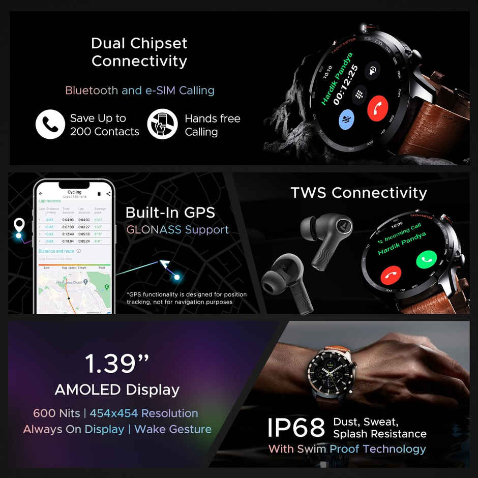 boAt Lunar Pro Smartwatch | 1.39" AMOLED Display | LTE & E-Sim Cellular Calling - Brown