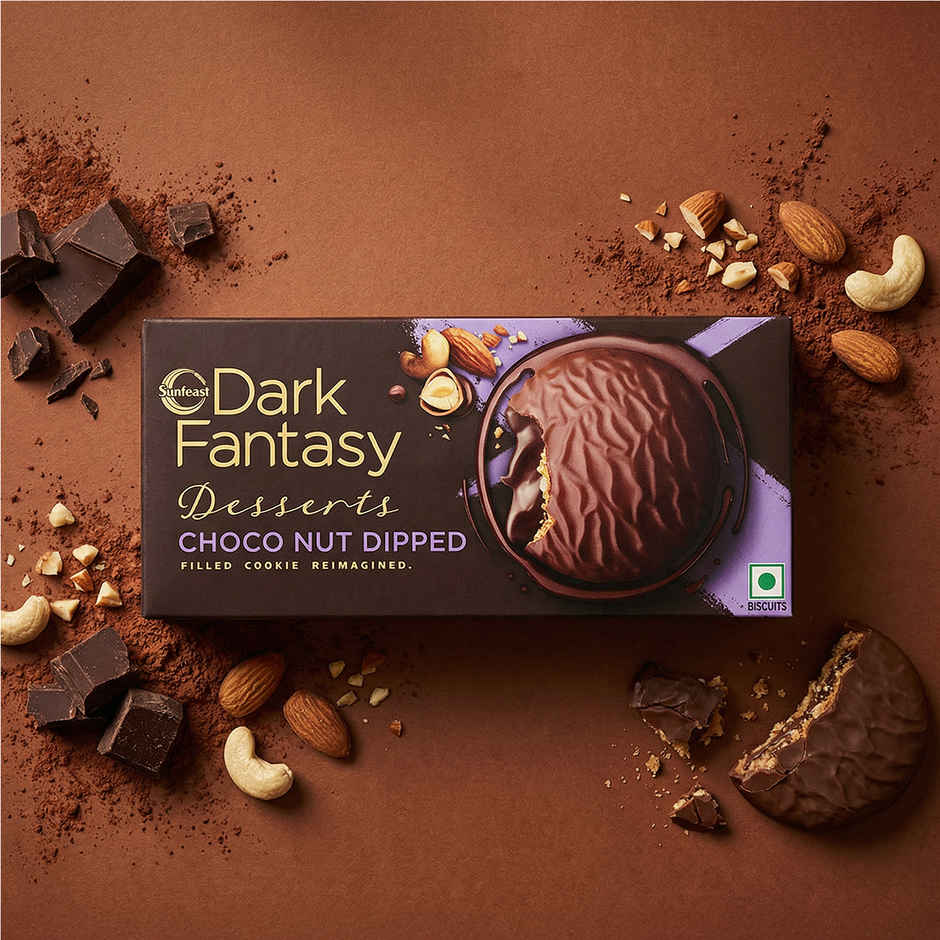 Sunfeast Dark Fantasy Desserts Choconut Dipped Filled Cookie Reimaged
