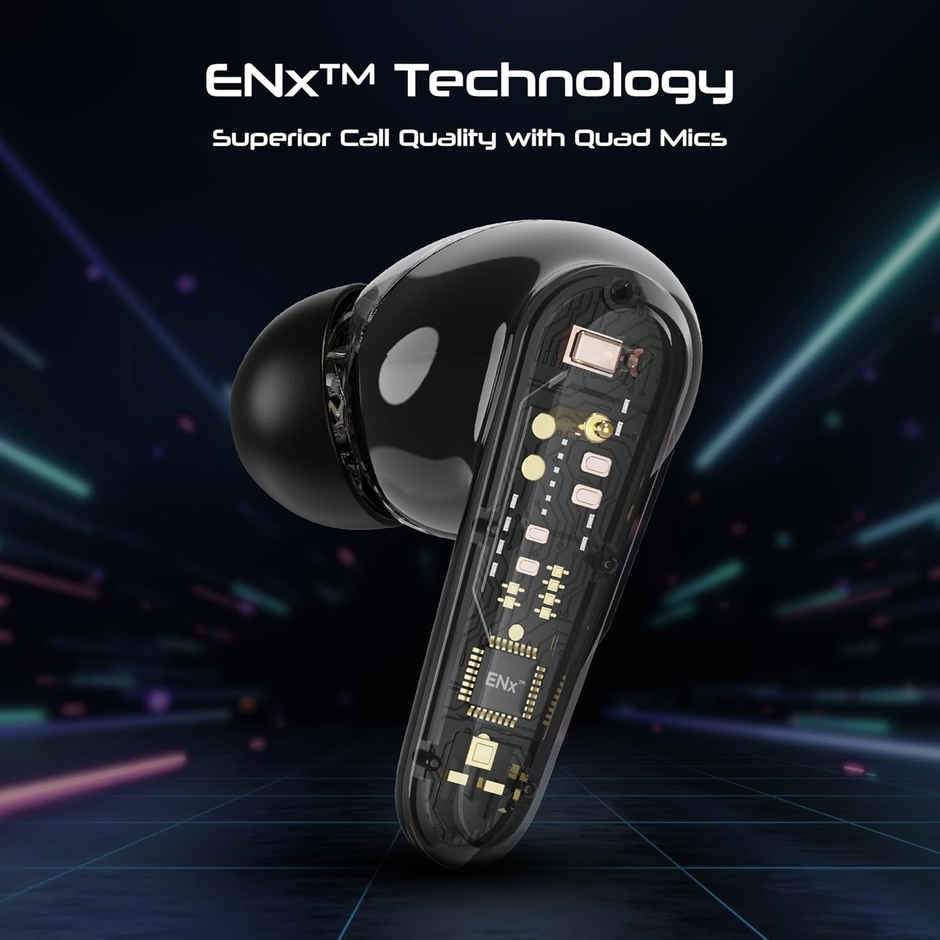 boAt Immortal 181 TWS Earbuds with mic, 40HRS Battery, 4Mics ENx, 40ms Low Latency, RGB Led Lights, Fast Charge, IWP Tech, v5.3 Bluetooth Earbuds, Gaming Earbuds - Black Sabre