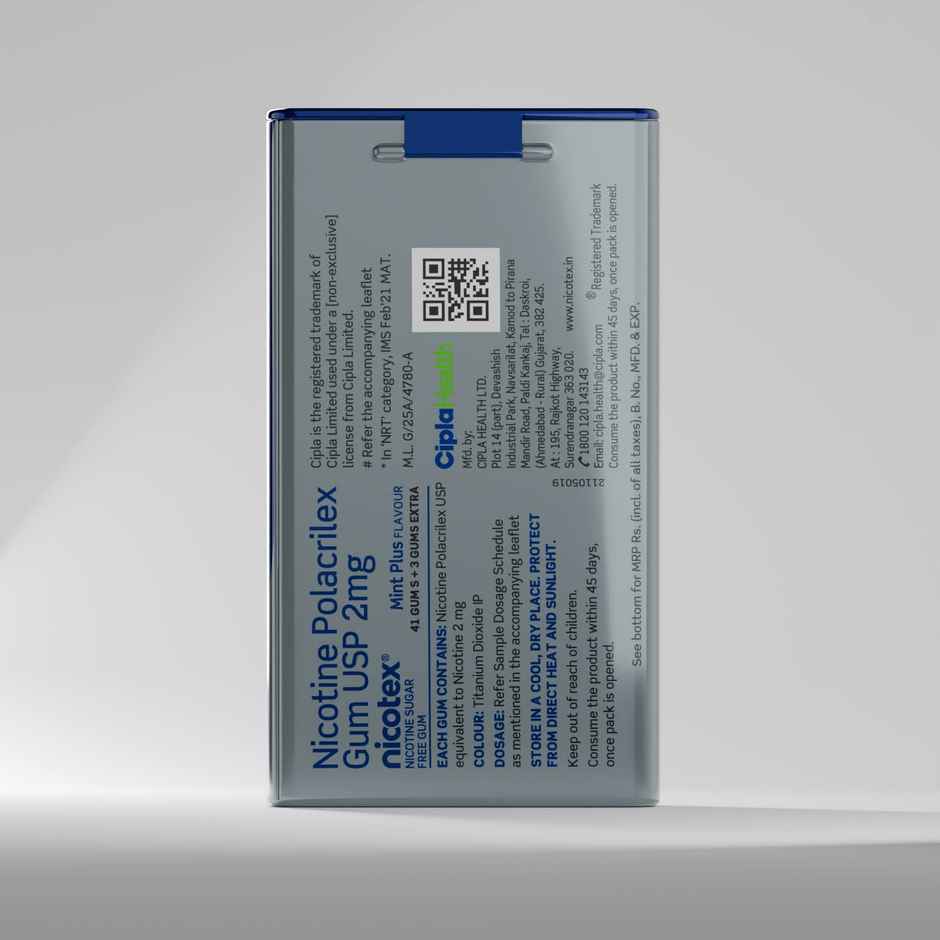 Nicotex Gums Mint Plus 2mg Tin| 44 Pcs