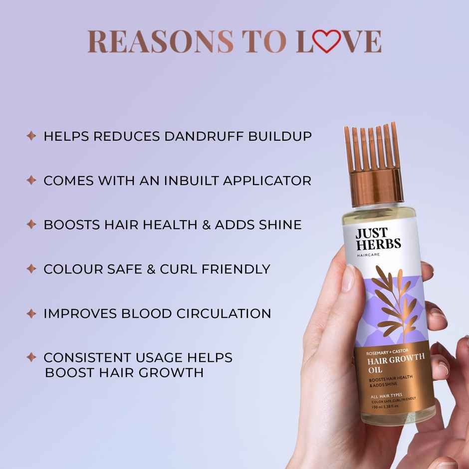 Just Herbs Hair Growth Oil With Rosemary And Castor For Men And Women
