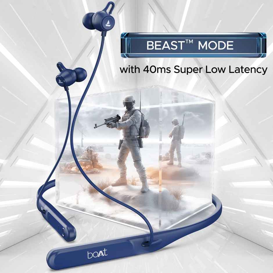 boAt Rockerz 255 Touch BT Neckband w/ 30H Playtime, Full Touch Controls & Spatial Audio (Deep Blue)