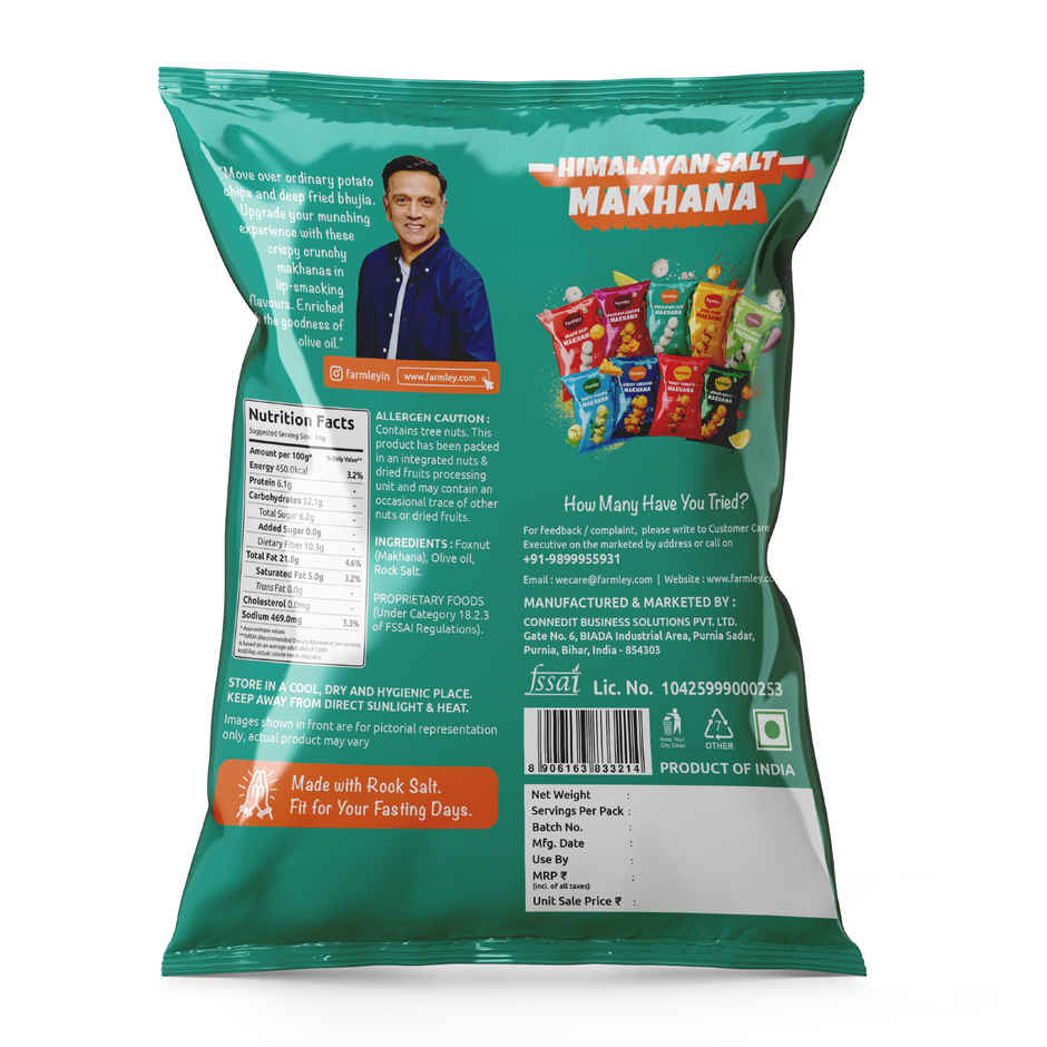 Farmley Himalayan Salted Makhana Roasted In Olive Oil Healthy Snacks