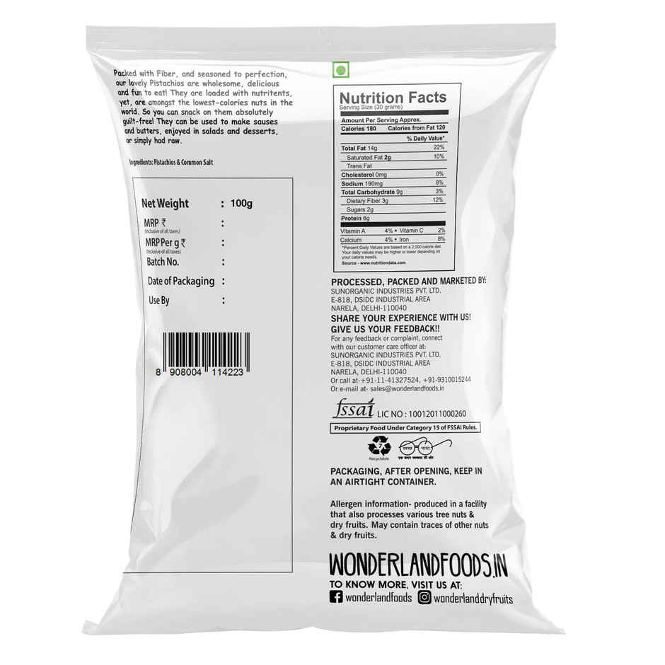 Wonderland Foods Roasted & Salted Pistachios