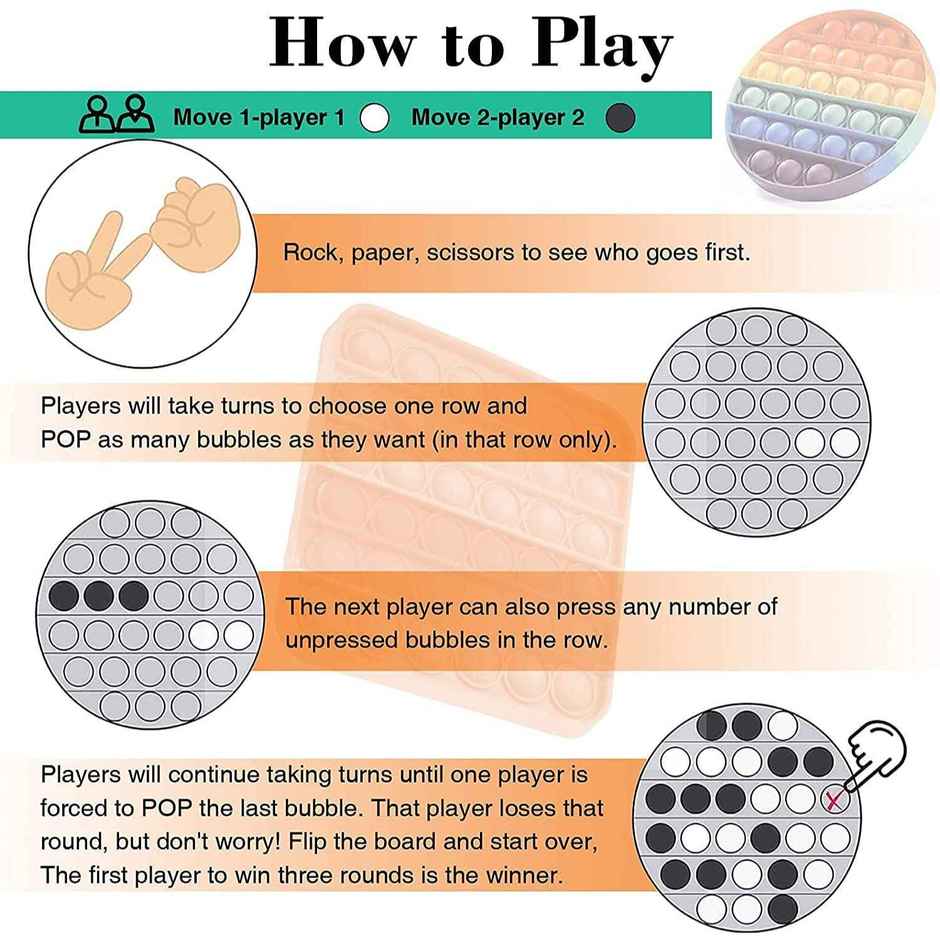 Toyshine Popping Pack of 4- Circle,Square,Octagon,Curve Square,BPA Free Silicone,Stress Reliever