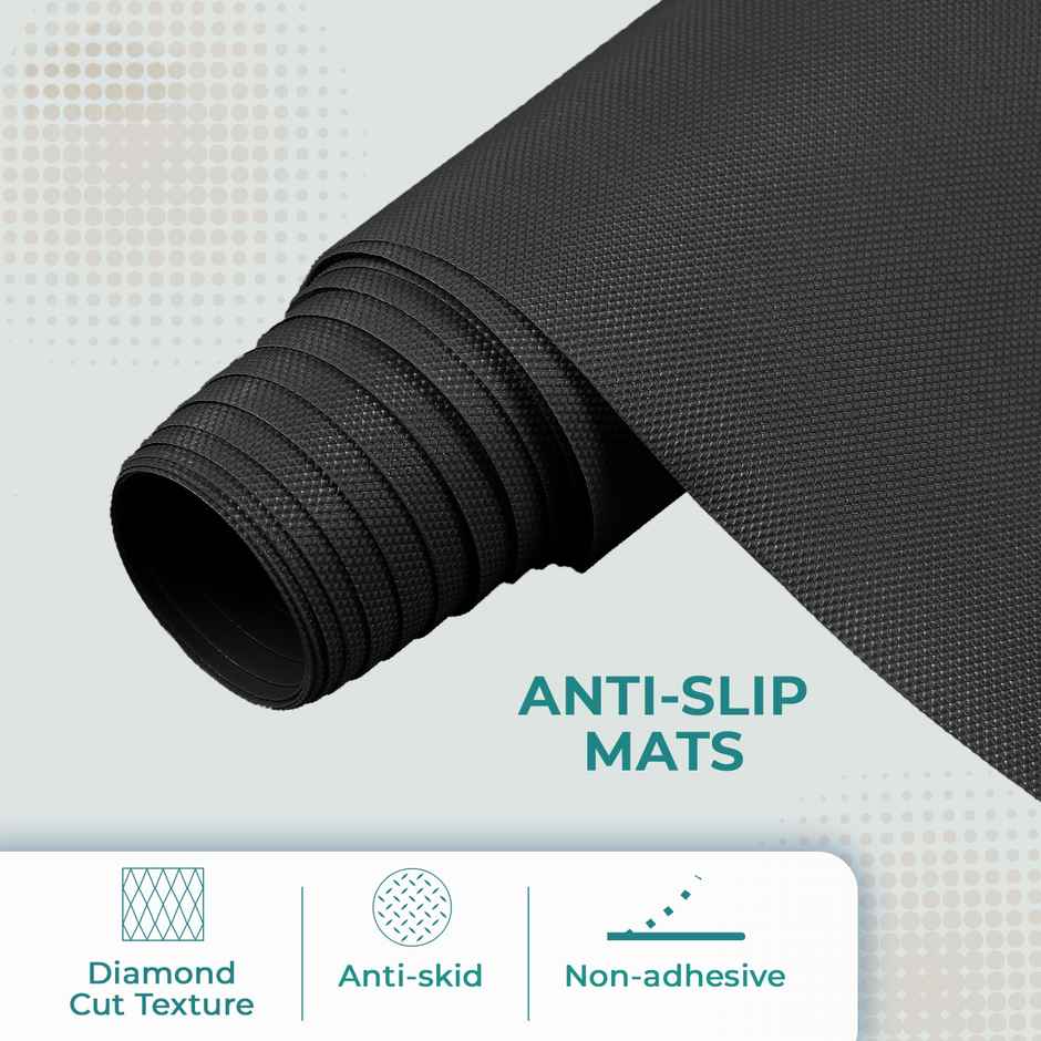 Senego Anti Slip Mat 5m, Shelf Liner Mat for Kitchen/Cupboard/Drawers/Bathroom (45 cm x 5 m), Black