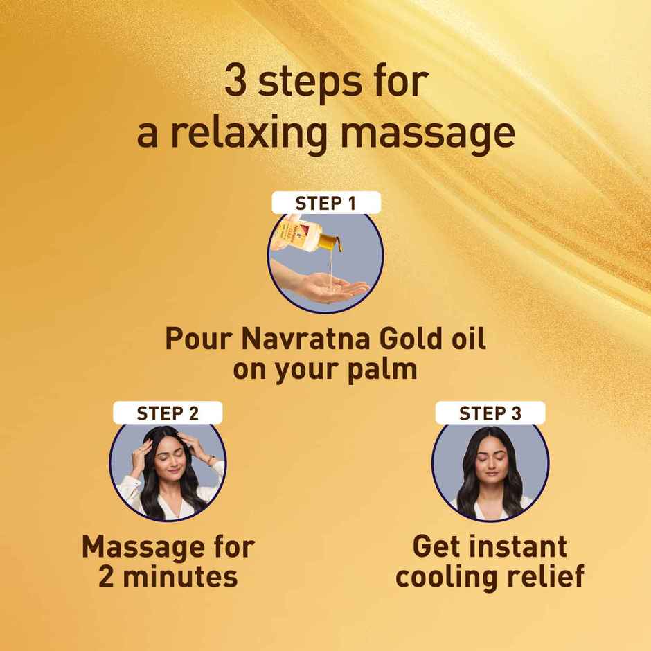 Navratna Gold Ayurvedic Cool Oil | Goodness of Almonds | Non-Sticky and Fresh Lily Fragrance