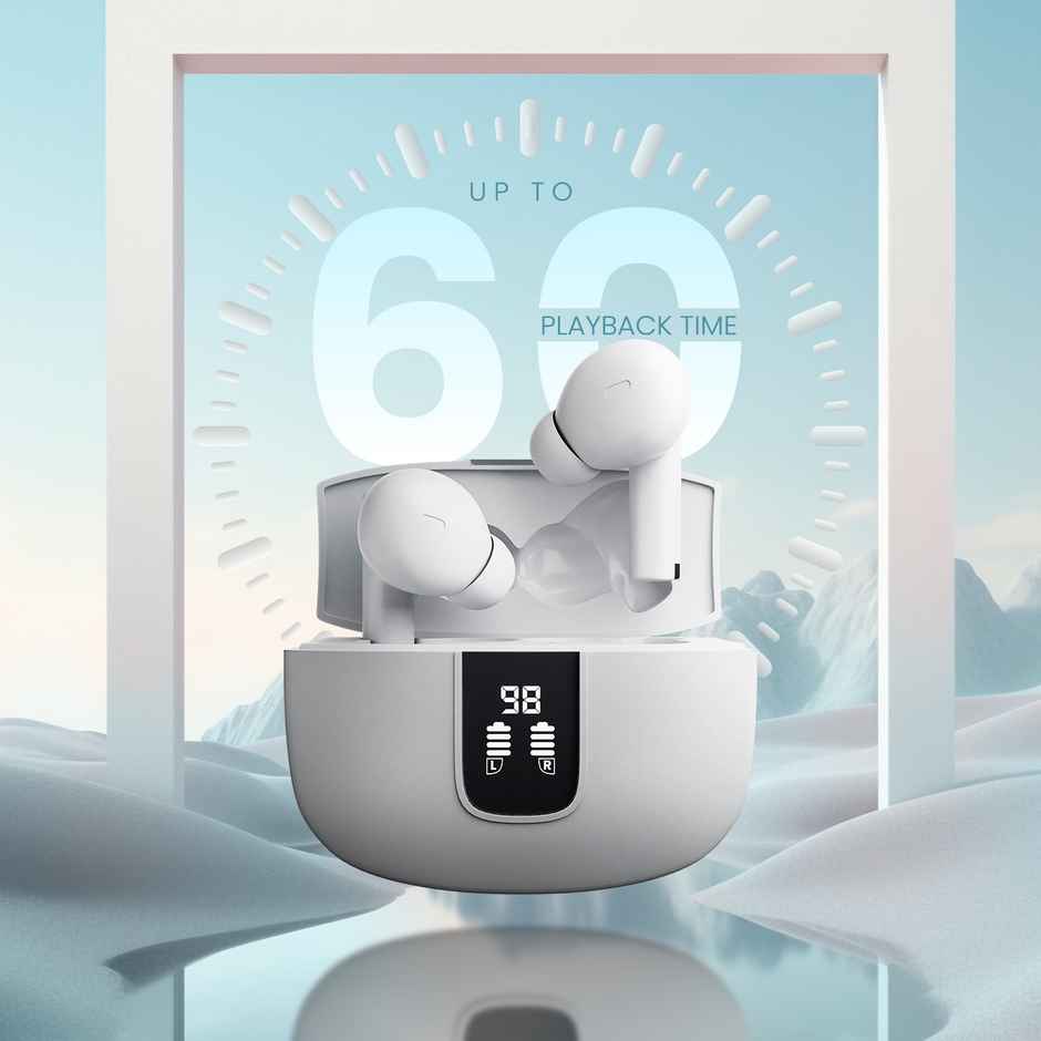 Cellecor Bropods Cb33 Tws With 60 Hours Playtime | Digital Display Automatic Pairing - White