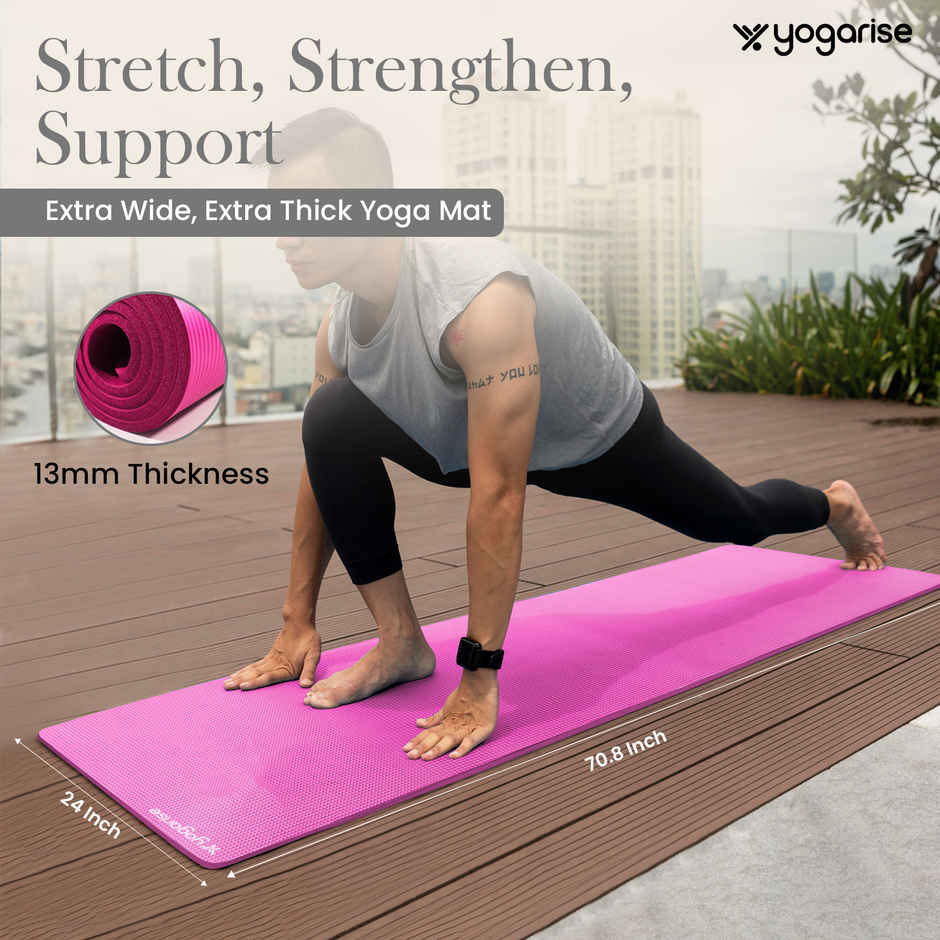 Yogarise 13mm NBR Yogamat with Bag, Pink
