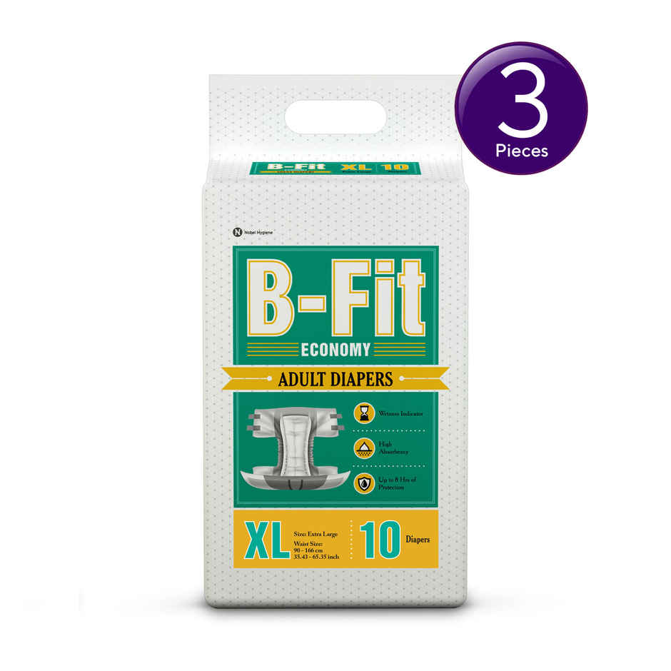 B-Fit Economy Adult Tapes Diapers (XL, 35.43-65.35") Combo 