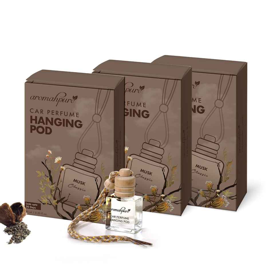 Aromahpure Premium Car Air Freshener Hanging Pod | Musk Fragrance | Pack Of 3 Combo