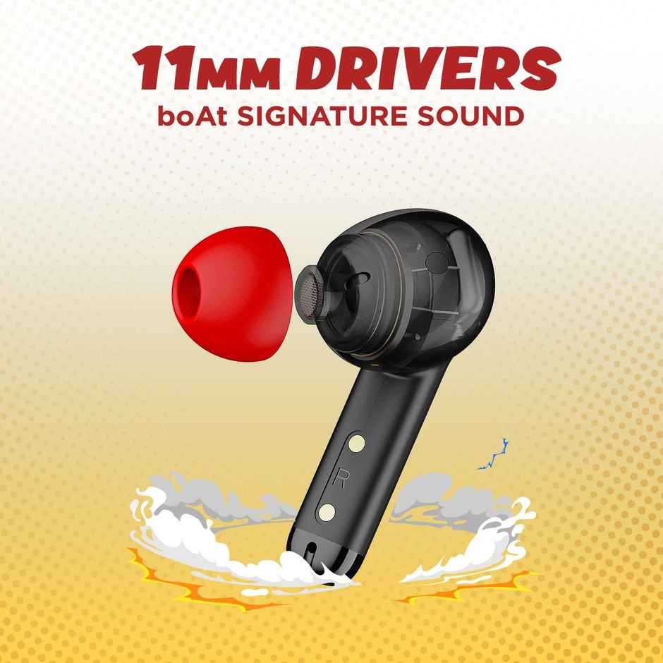 boAt Airdopes 458 TWS Earbuds W/ Spatial Bionic Sound by Thx, In Ear Enx Tech(Active Black)
