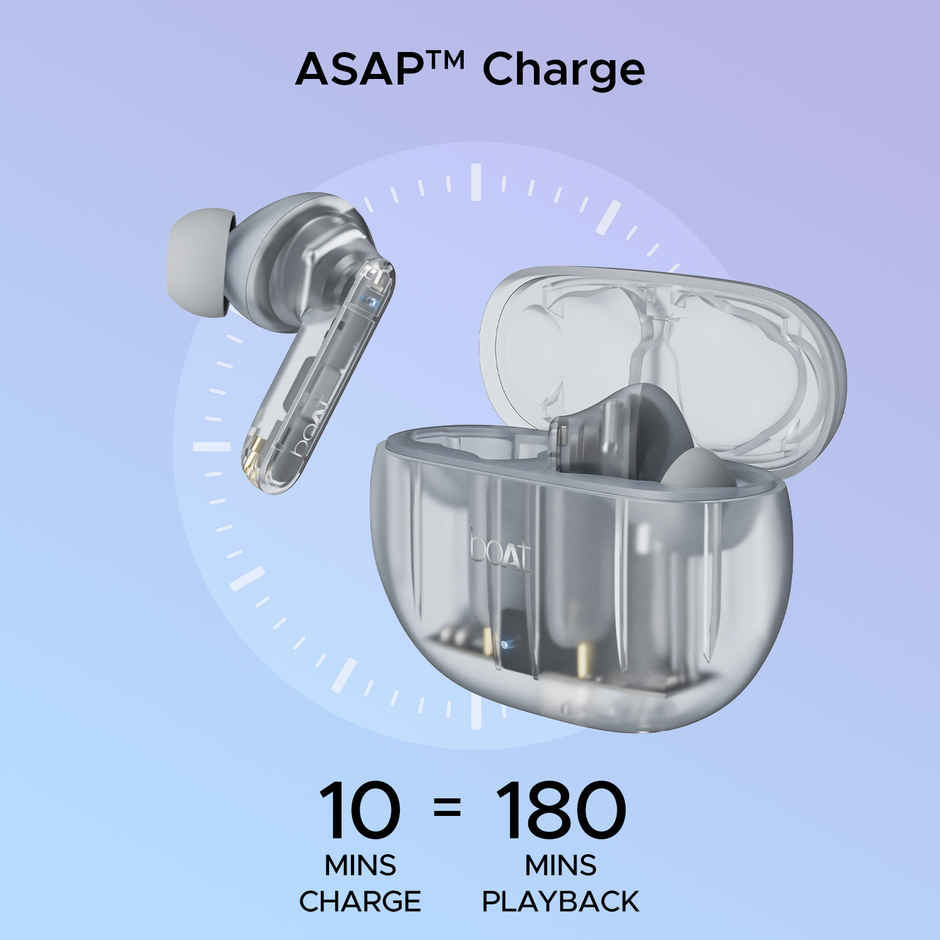 boAt Airdopes 191 ANC TWS Earbuds with mic, 32dB ANC, Ambient Mode, 60HRS Battery, 4Mics ENx, in-Ear Detection, IWP Tech, Fast Charge, v5.3 Bluetooth Earbuds - Pellucid White
