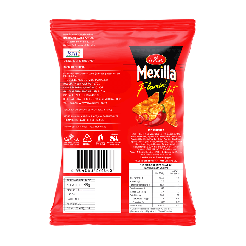Haldiram Mexilla Flamin Hot Tortilla Chips - Sizzling Spicy