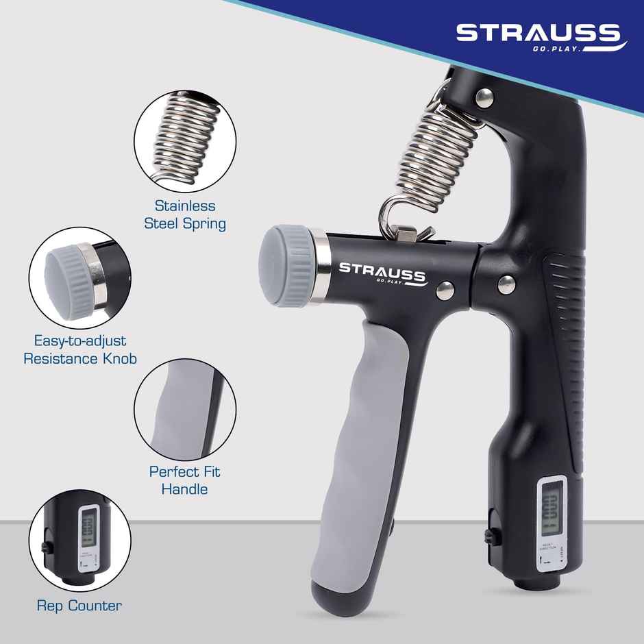 Strauss Adjustable a Shape Hand Grip With Counter | Black