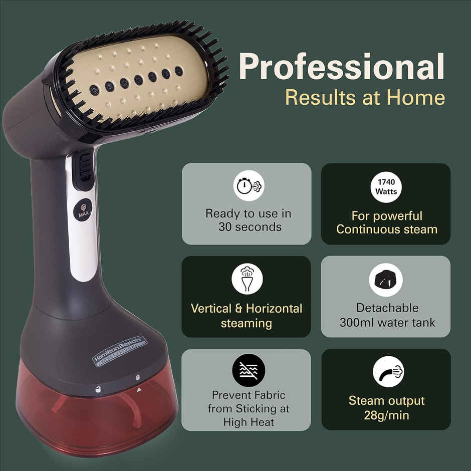 Hamilton Beach Professional Garment Steamer, Steam Iron for Clothes, 1740Watt Fast Heat Up