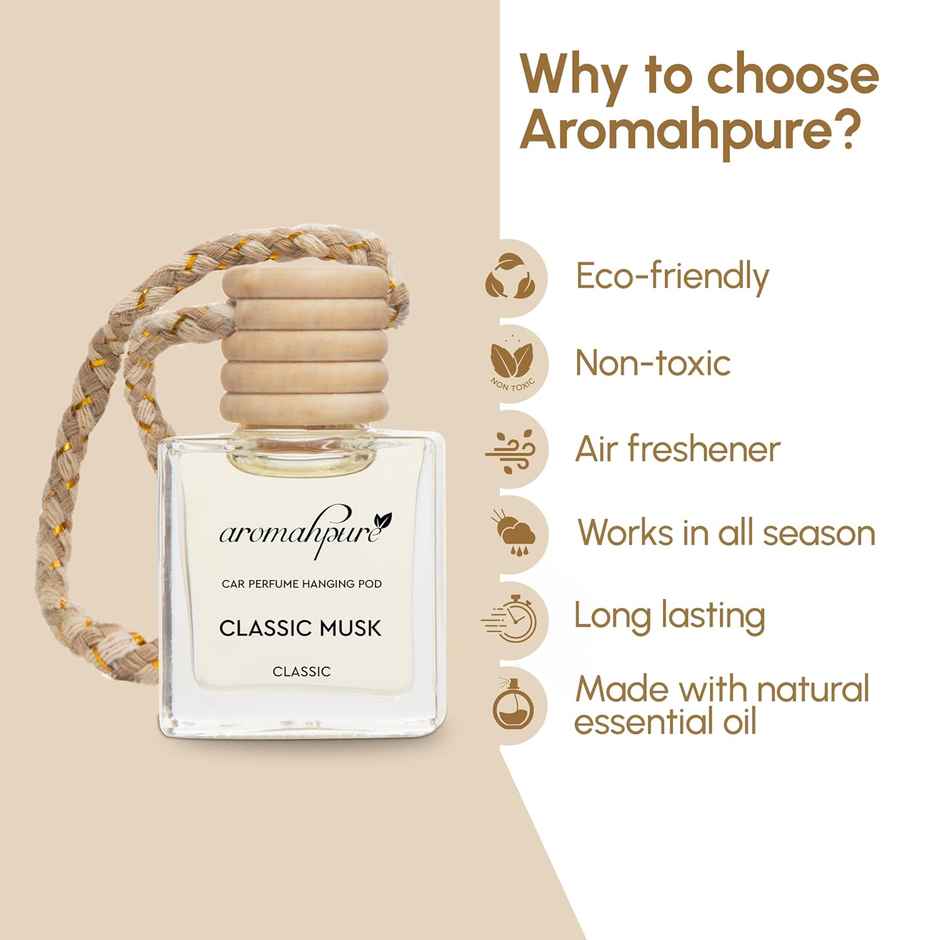 Aromahpure Premium Car Air Freshener Hanging Pod | Musk Fragrance | Pack Of 3