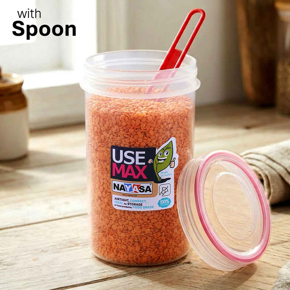 Nayasa Use Max Glaze BPA Free Food Grade Airtight Kitchen Storage Stackable Containers | Pink - 2 L
