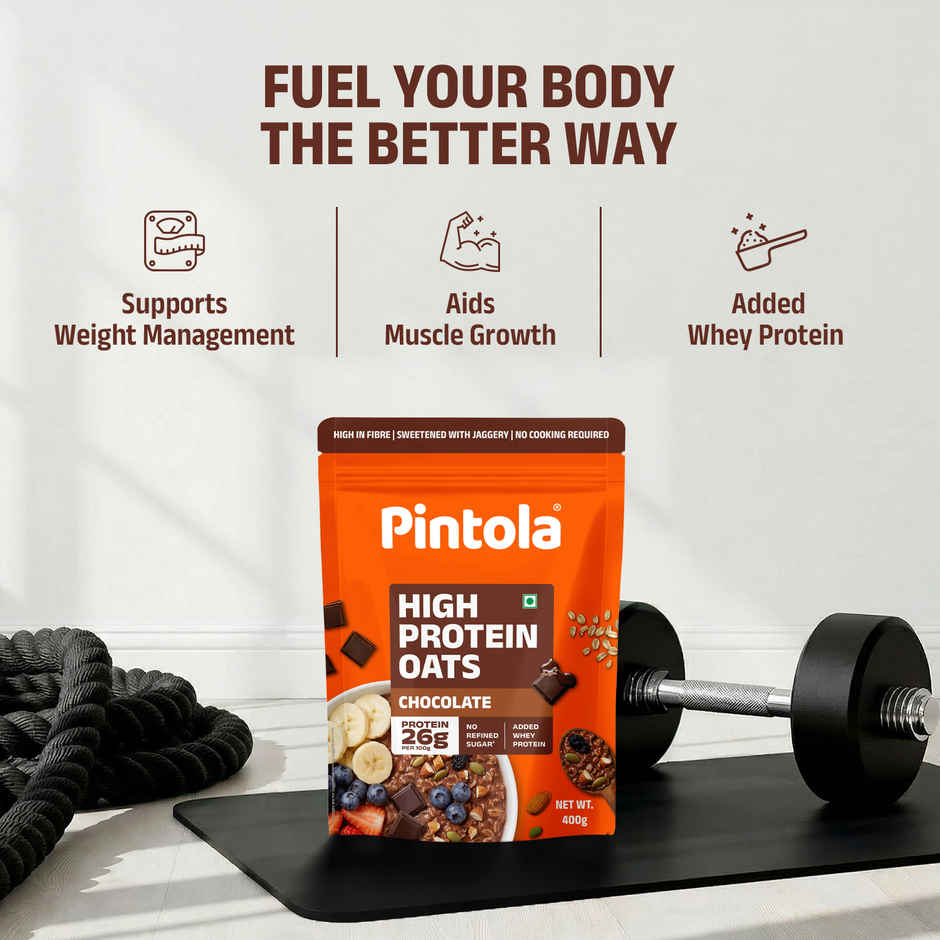 Pintola High Protein Oats Dark Chocolate With Almonds Raisin Pumpkin And Chia Seeds