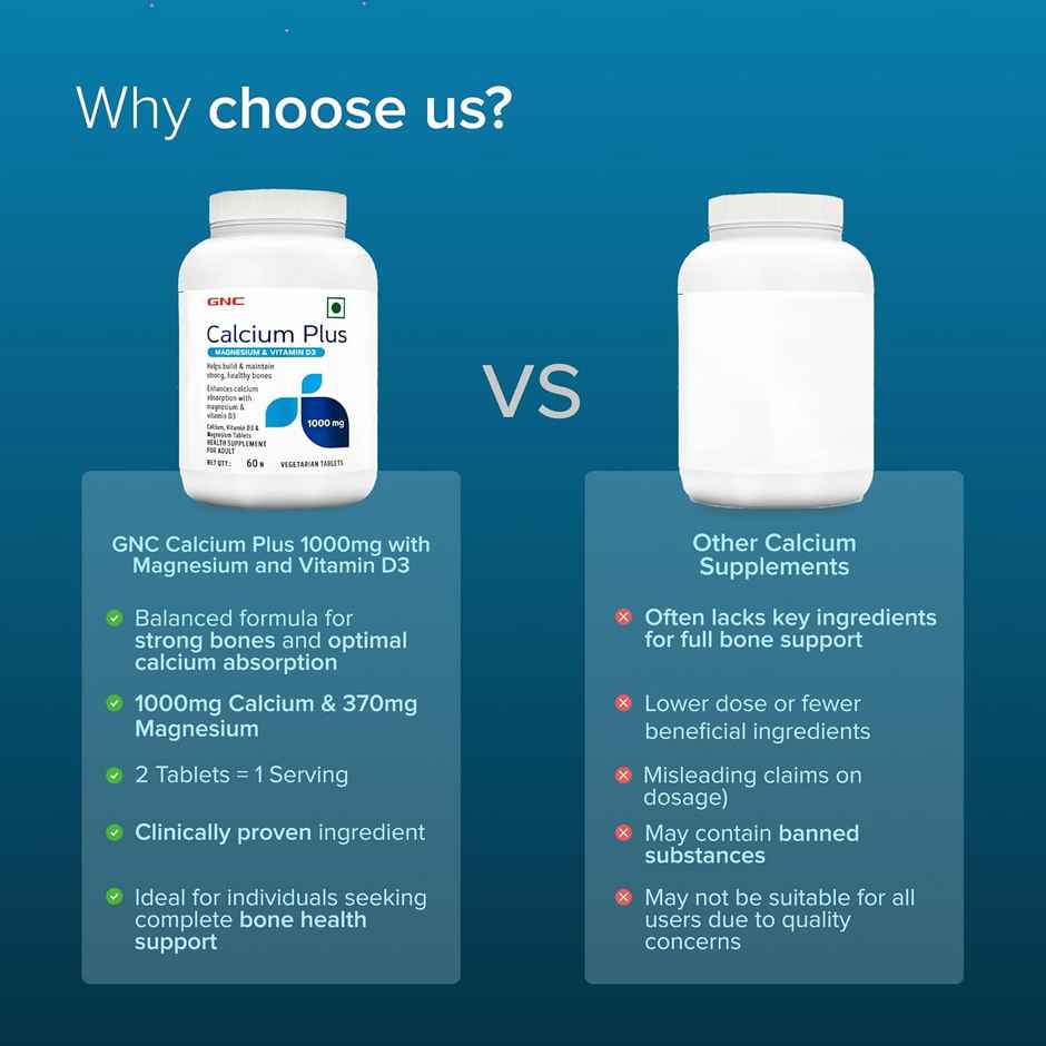 GNC Calcium Plus 1000 mg with Magnesium and Vitamin D3