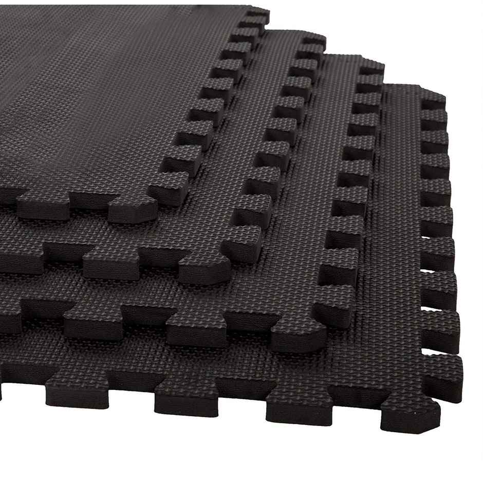 Xtrim Gym Puzzle Exercise Mat, EVA Foam Mat, Interlocking Tiles, for Home & Kids Area |Black