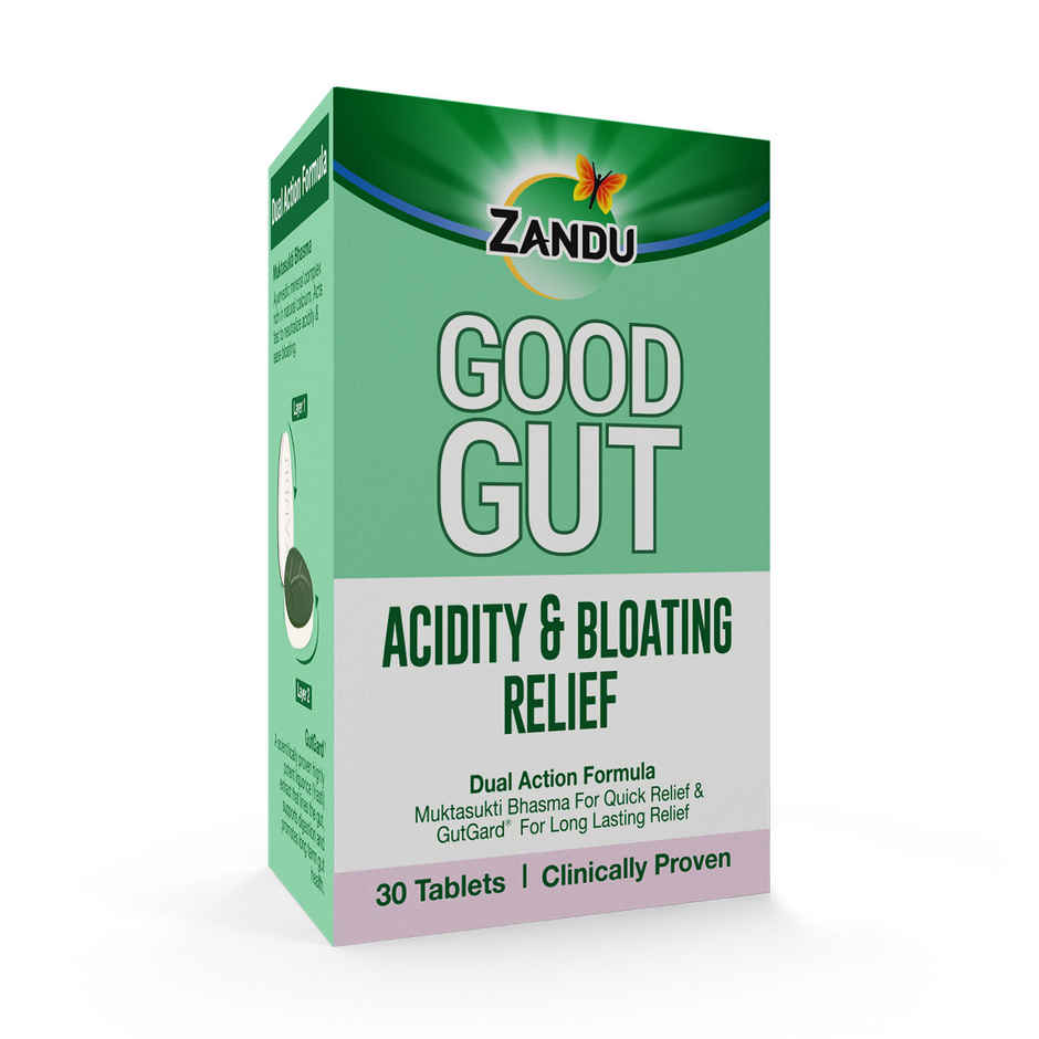 Zandu Good Gut Acidity & Bloating Relief Tablets | Relief from Acidity, Gas & Bloating