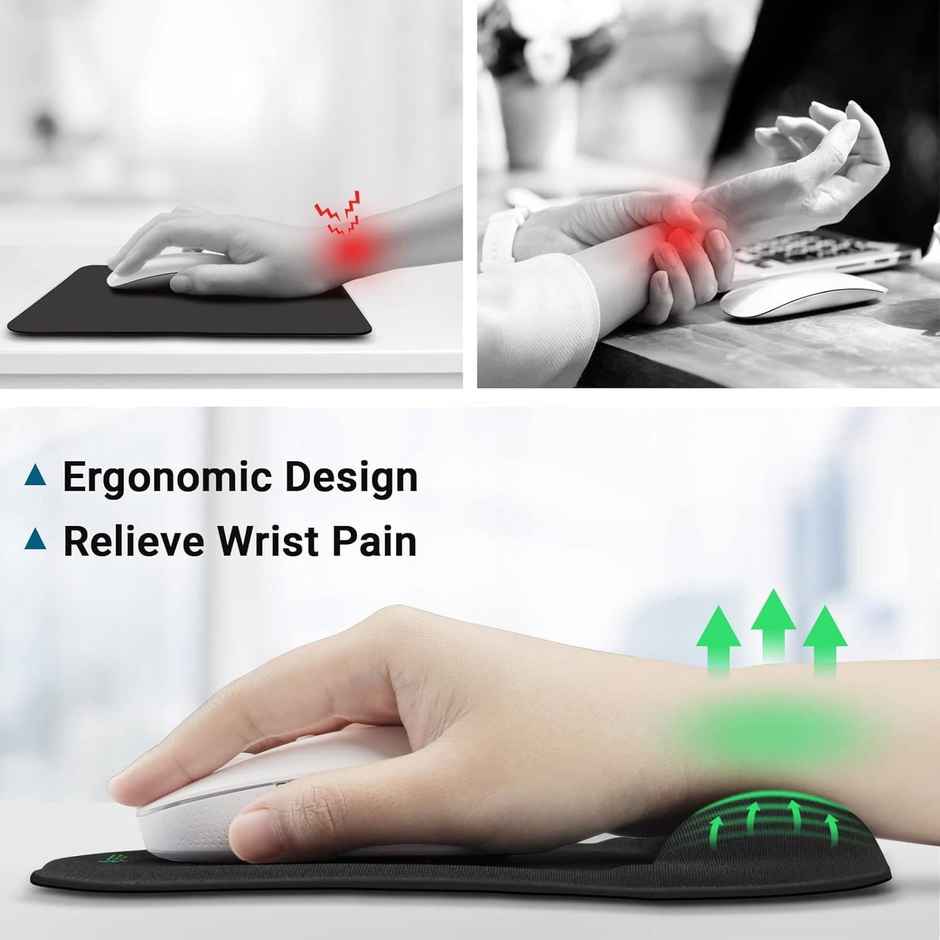 Striff Gel_Wrist_Support Mouse Pad With, Gaming Mouse Pad With Lycra Cloth Nonslip (Black)