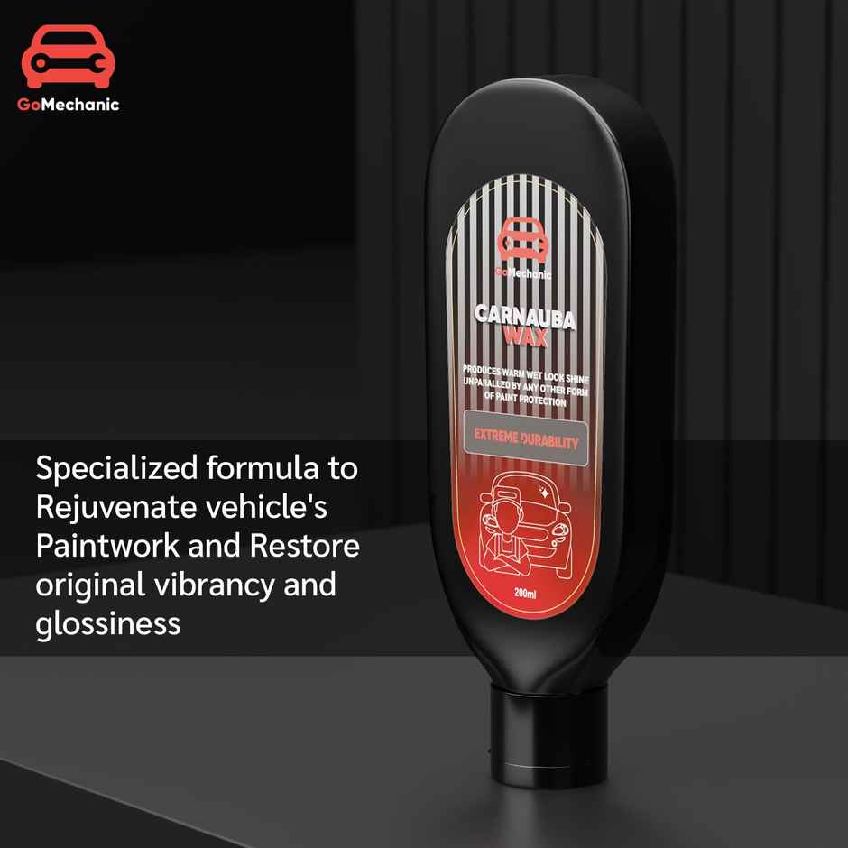 GoMechanic Car Wax Polish Cream | 200 ml Car Wax That Provides Deep Wet Shine Car Wax Polish