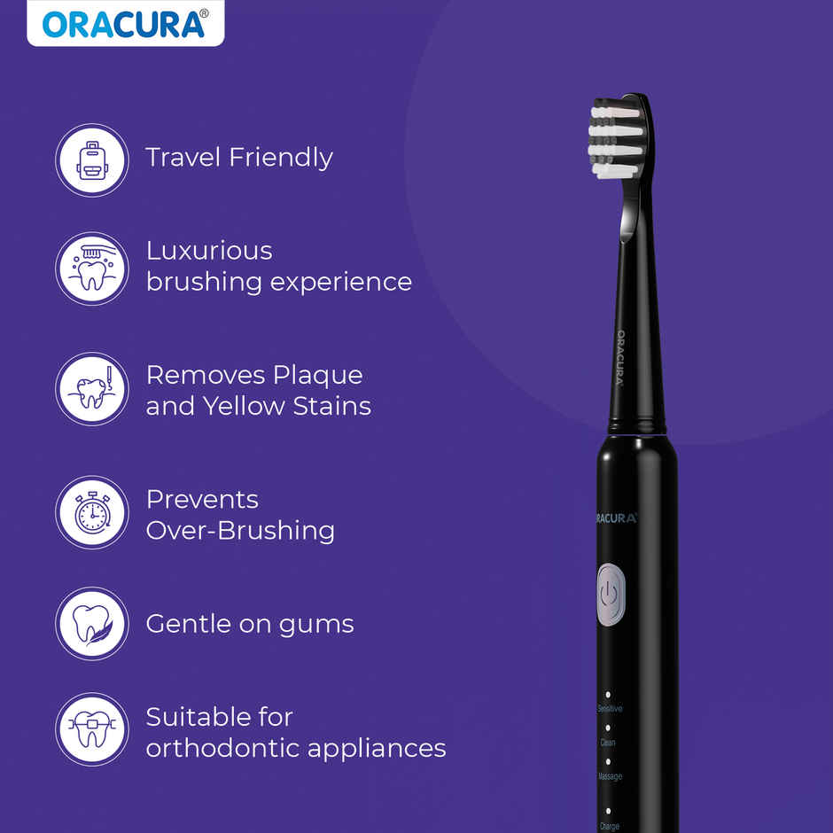 Oracura SB200 Sonic Lite Rechargeable Electric Toothbrush Black