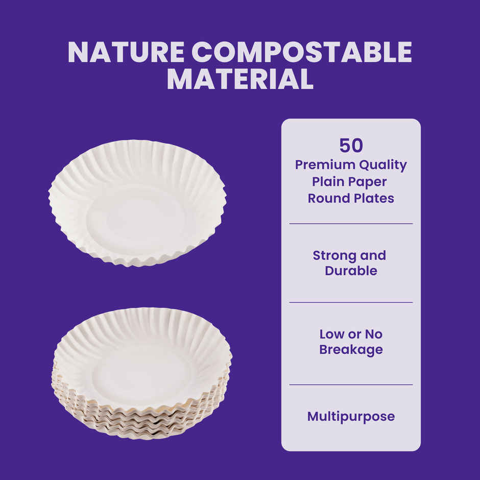 Plain Paper Plate | 7 inch | Pack of 50 | BAY6