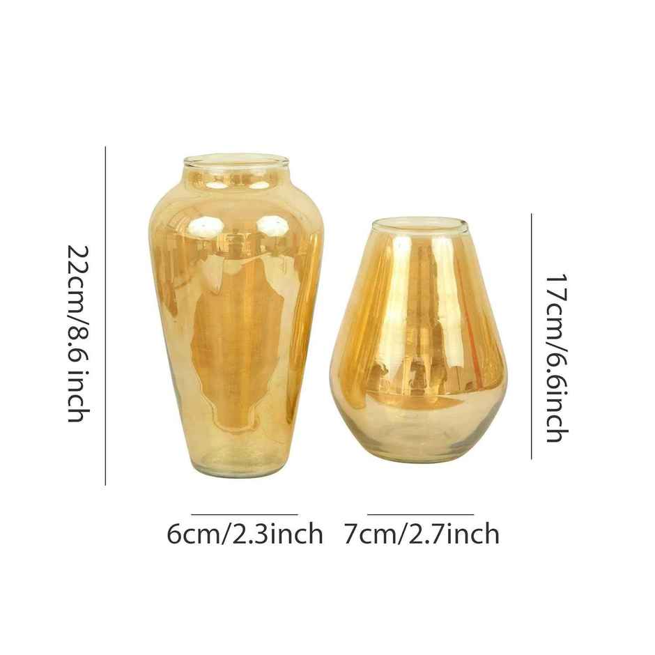 Tied Ribbons Set Of 2 Decorative Glass Vase Without Flowers