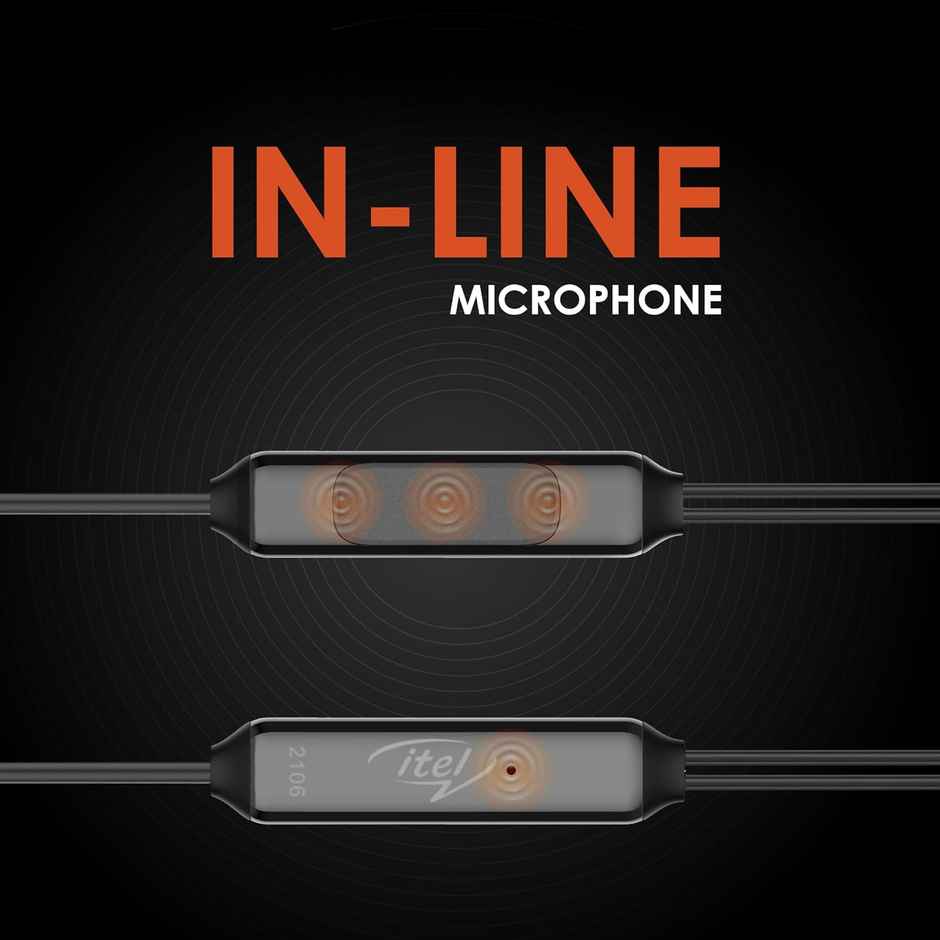 itel Iep12 Wired Earphones - 10Mm Drivers, Tilt Design, 10-Min Fast Charge, In-Line Mic (Black)