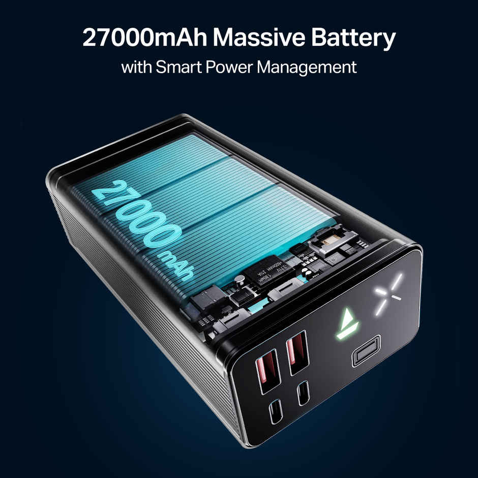 boAt Energy Shroom PB600 27000mAh Powerbank | 22.5W Fast Charging | 2X & 4X Output Port Onyx | Black