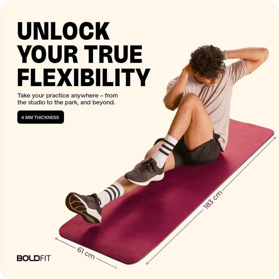 Boldfit 6mm Yoga Mat | Durable EVA Material for Comfortable Workouts | Purple