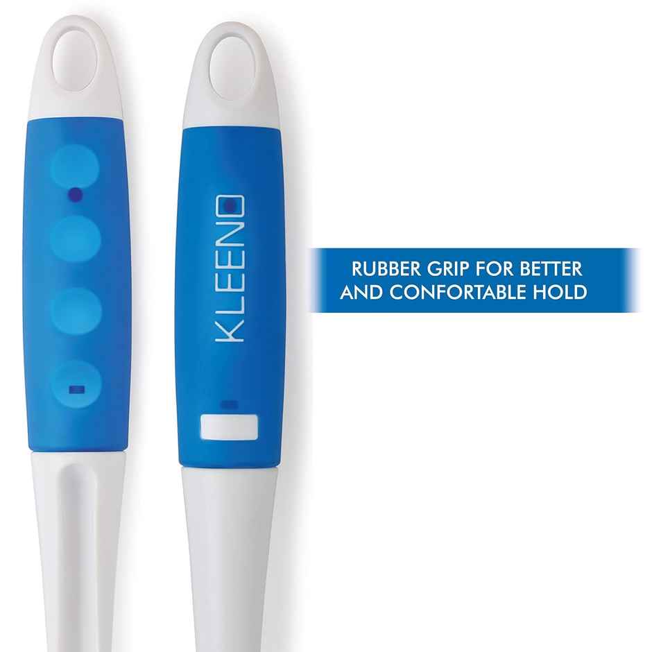 Cello Kleeno Angular Toilet Brush with Storage, Blue & White | Rubberised Handle For Firm Grip