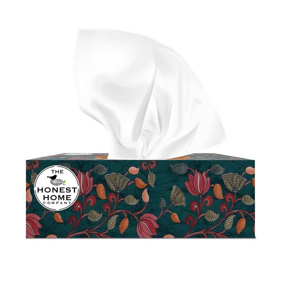The Honest Home Company Face Tissue 2 Ply - 100 Pulls | Festive Green