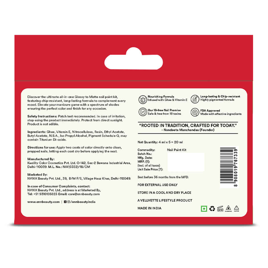 ENN Beauty Extra Shine Nail Paint Kit With Ghee | Glossy To Matte