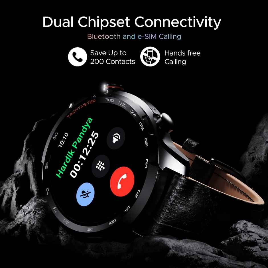 boAt Lunar Pro LTE Smart Watch with 1.39" AMOLED Display, E-Sim Cellular Calling,Built-in GPS,TWS Connectivity, IP68, HR & SpO2 Monitoring - Black