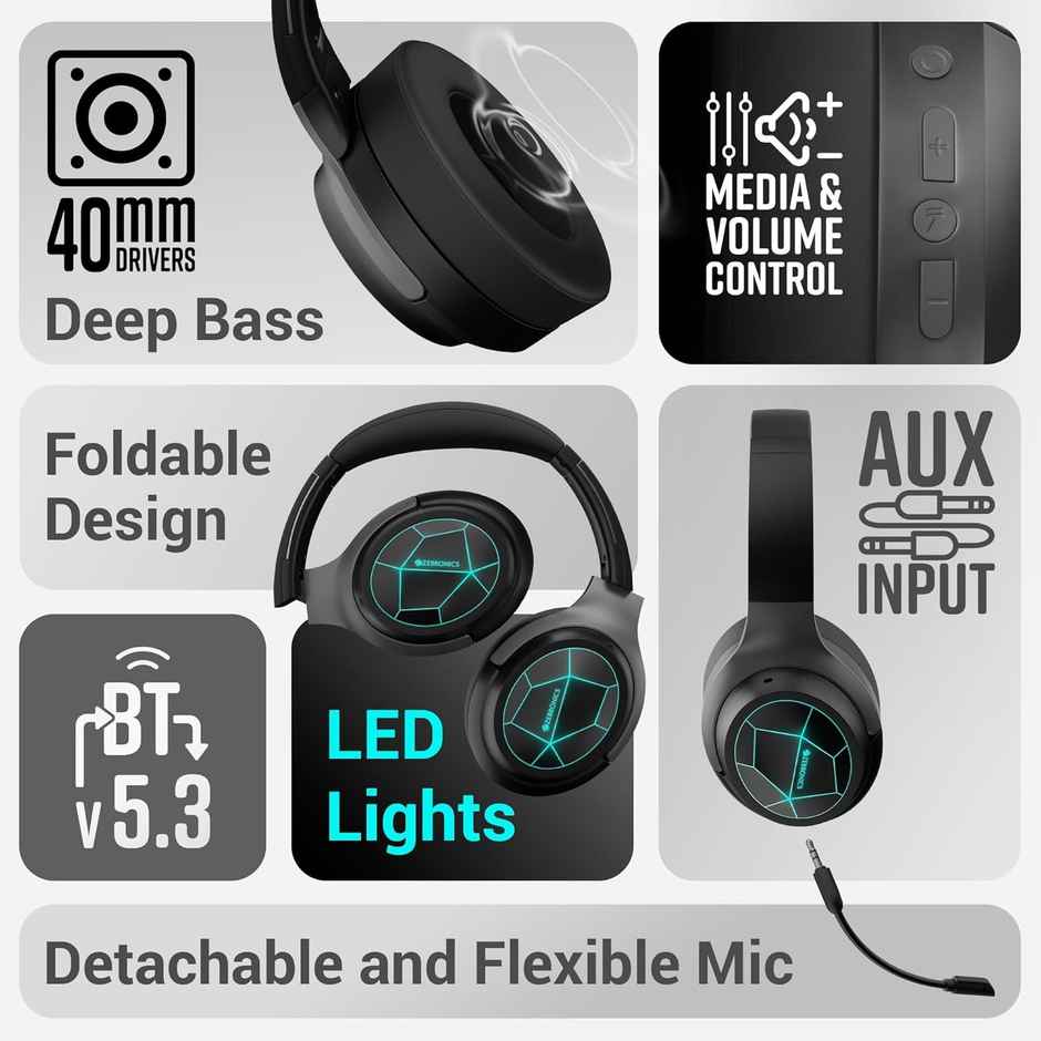 Zebronics Envy 2 | BT Headphone (BT v5.3) | ENC | 65* Hours Playback-Gaming Mode | Black