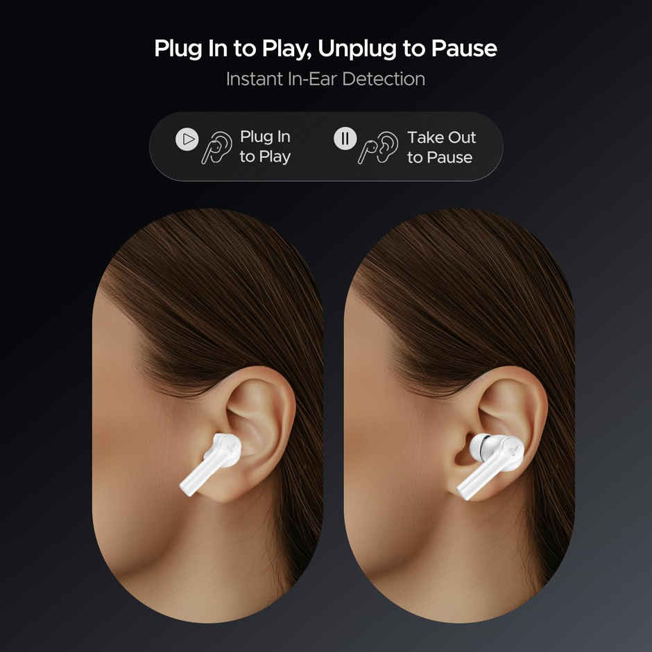 boAt Airdopes 300 TWS in Ear Earbuds with mic Cinematic Spatial Audio, 50HRS Battery, 4Mic AI ENx, Fast Charge, App Support, Low Latency, IPX4, v5.3 Bluetooth - Chrome White