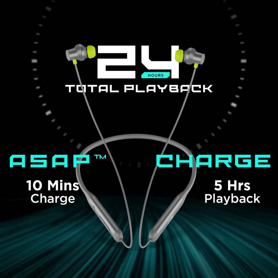 boAt Rockerz 330ANC Bluetooth in Ear Neckband with mic, Crystal Bionic Sound Powered (Funky Grey)