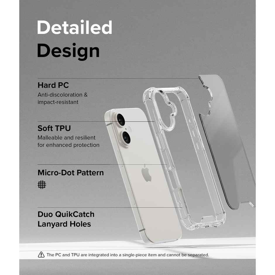 ExpressB For iPhone 16 Case Cover Anti-Scratch Shockproof Bumper Pc+Tpu - Clear