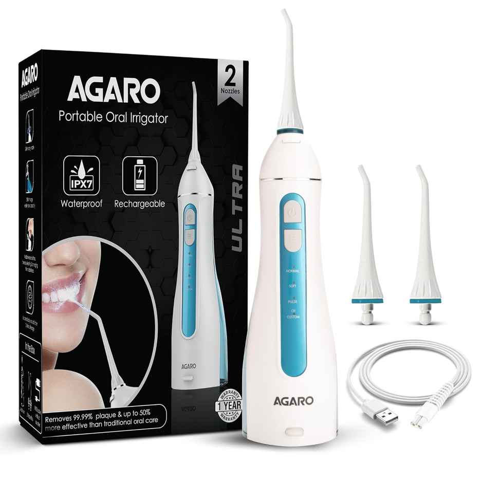 Agaro Ultra Dental Flosser For Teeth, Cordless & Rechargeable, 4 Cleaning Modes, Ipx7, 200Ml Tank