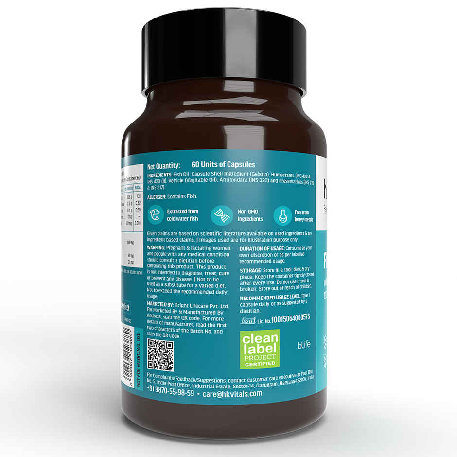 hk vitals Fish Oil (60 Capsules) For Men And Women