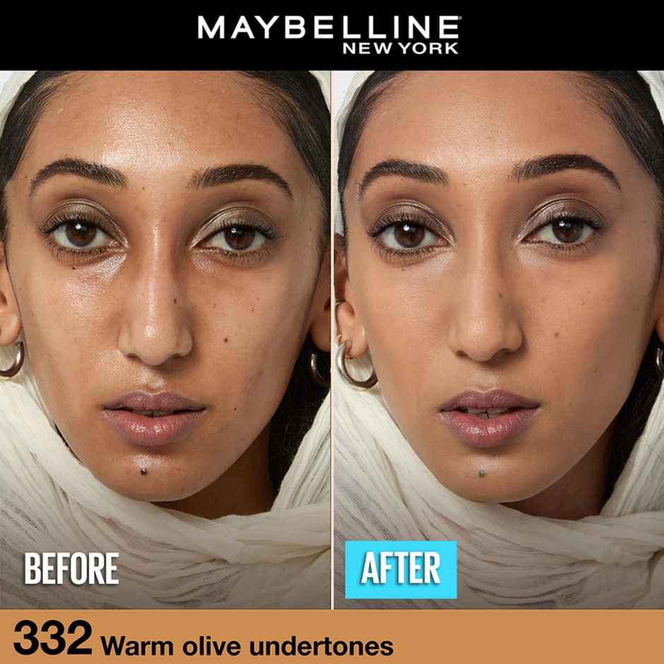 Maybelline New York Fit Me Matte+Poreless 16H Oil Control Foundation With SPF 22, Shade 332
